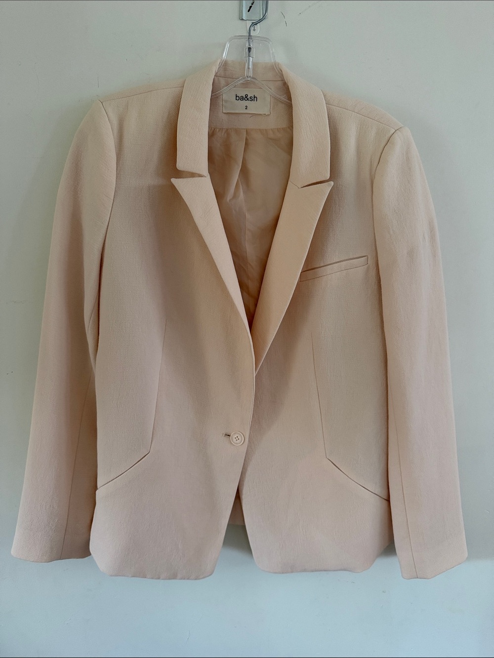 ba&sh Blush nude Pink Single-Button Tailored Blazer 2 Small